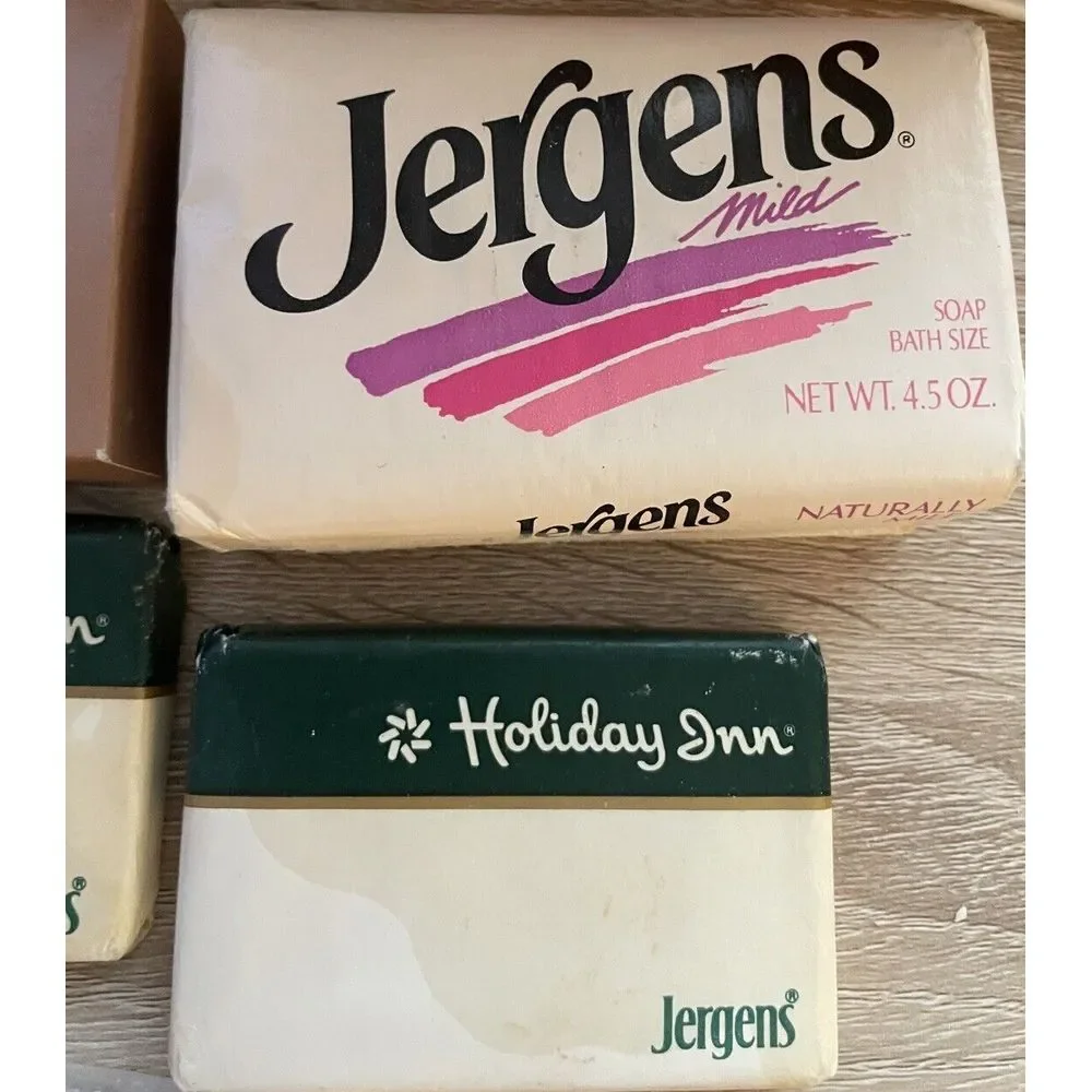 Vintage Jergens Bar Soap Lot 5‎ piece Hotel Size Mixed x 4 Full Size Mild x 1